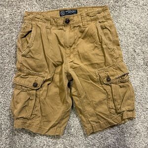 American Eagle Cargo Shorts Mens 28‎ Tan Longboard Distressed Baggy